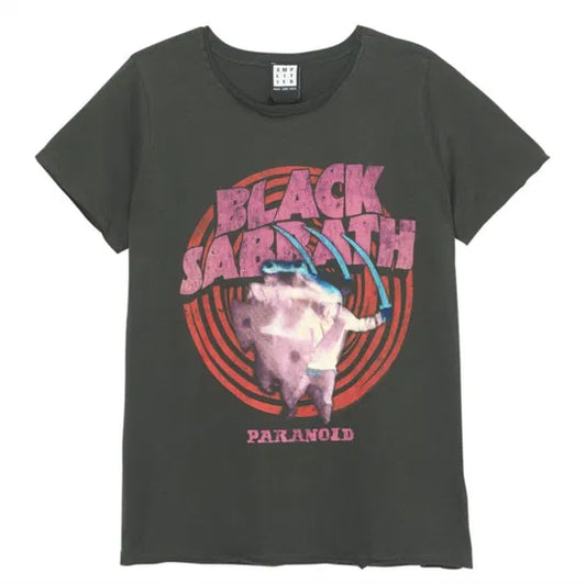 Black Sabbath Paranoid Amplified Vintage Charcoal X Large Ladies T Shirt