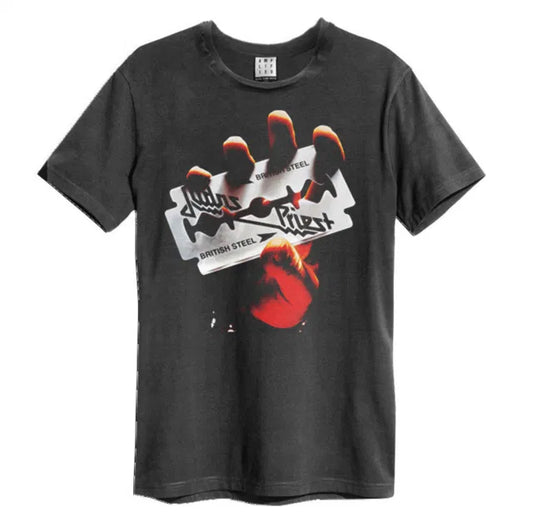 Judas Priest - British Steel Amplified Vintage Charcoal Large T Shirt