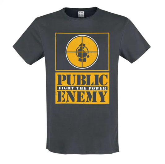 Public Enemy - Yellow Fight The Power Amplified Small Vintage Charcoal T Shirt