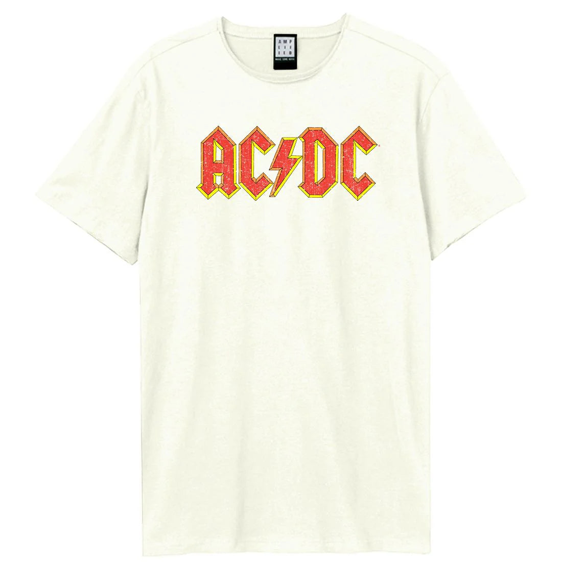 AC/DC Logo Amplified Vintage White Large T Shirt