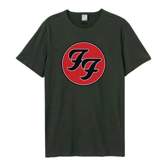 Foo Fighters - Double F Logo Amplified Vintage Charcoal Large T Shirt