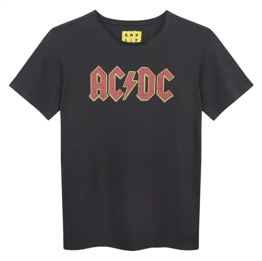 AC/DC - Logo Amplified Vintage Charcoal Kids T-Shirt 11/12 Years