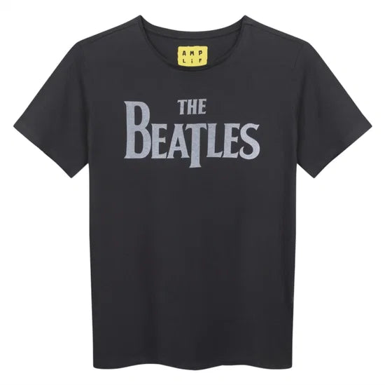 Beatles - Logo Amplified Vintage Charcoal Kids T-Shirt 11/12 Years