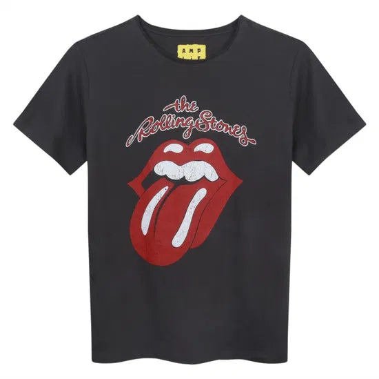 Rolling Stones - Vintage Tongue Amplified Vintage Charcoal Kids T-Shirt 7/8 Years