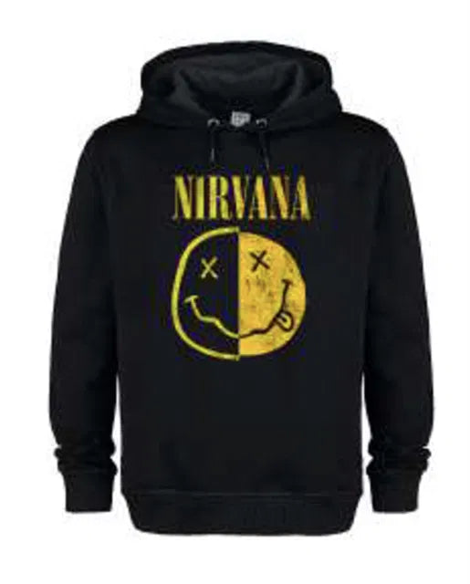Nirvana Spliced Smiley Amplified Black Small Hoodie Sweatshirt