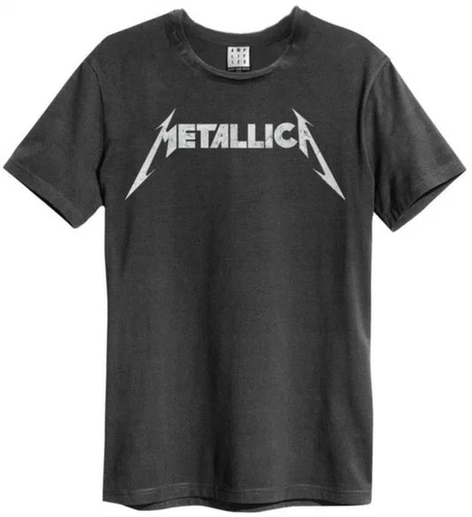 Metallica Logo Amplified Vintage Charcoal Large T Shirt