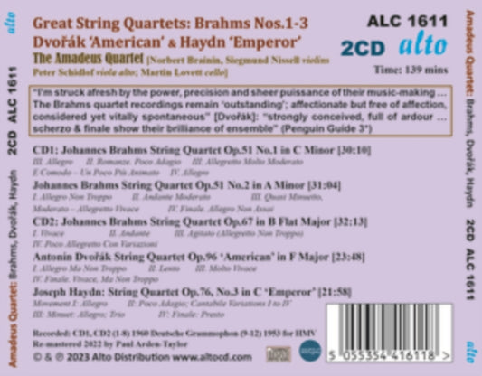 Brahms: String Quartets 1-3/Dvorák: 'American' Quartet/