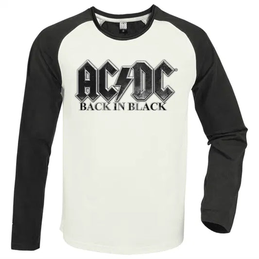 Ac/Dc Back In Black Vintage White / Charcoal Large Baseball Jersey