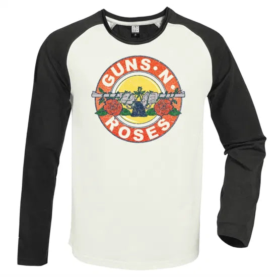 Guns N Roses Vintage Bullet White / Charcoal Large Baseball Jersey