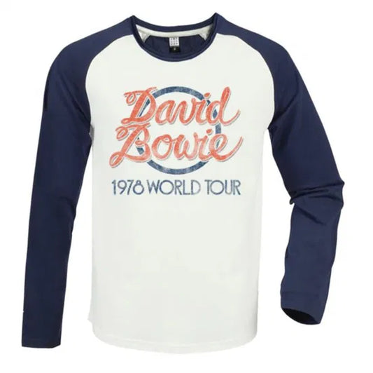 David Bowie 1978 World Tour Vintage White / Navy X Large Baseball Jersey