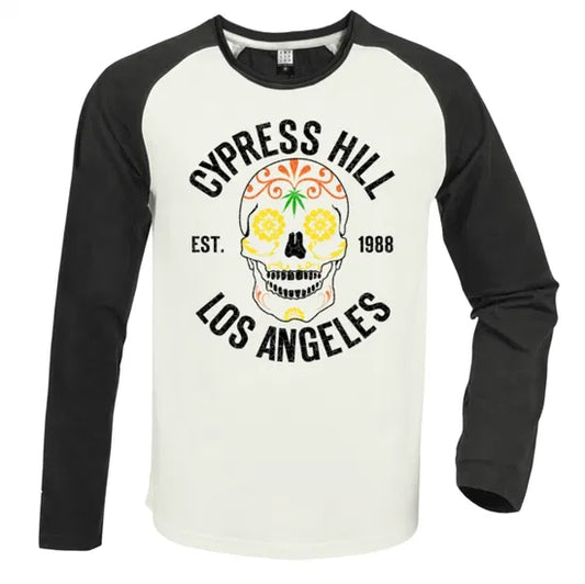 Cypress Hill Floral Skull Vintage White / Charcoal Medium Baseball Jersey
