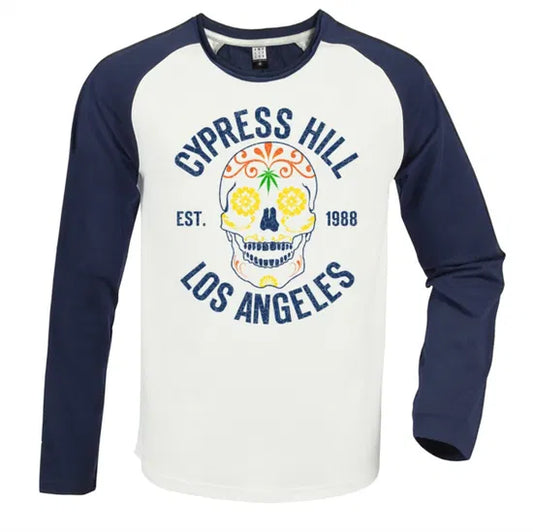 Cypress Hill Floral Skull Vintage White / Navy Large Baseball Jersey