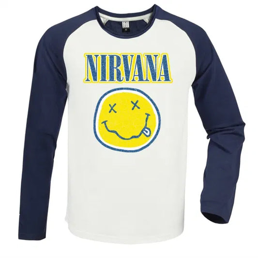Nirvana 2 Tone Vintage White / Navy X Large Baseball Jersey