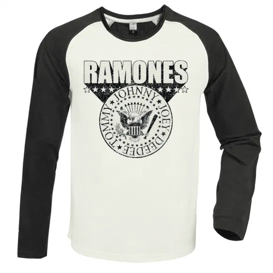 Ramones 3D Crest Vintage White / Charcoal X Large Baseball Jersey