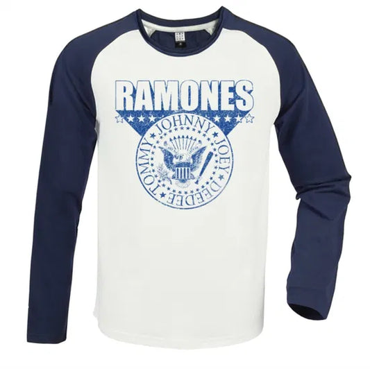 Ramones 3D Crest Vintage White / Navy X Large Baseball Jersey