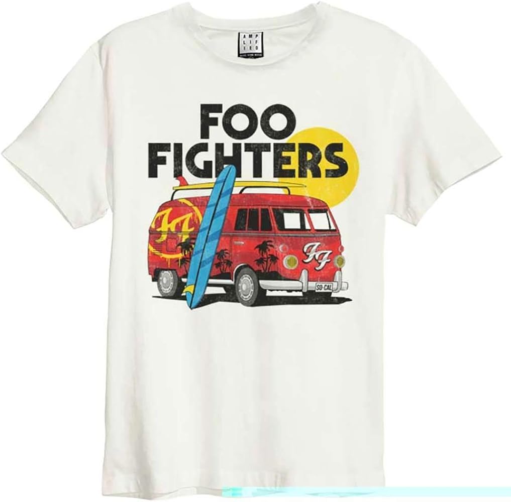 Foo Fighters Camper Van Amplified Vintage White Large T Shirt