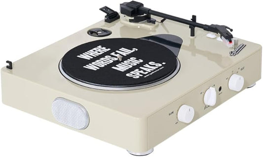 Brad MKII Record Player (Built-In Bluetooth 5.0 & Pitch Control) (Ivory)