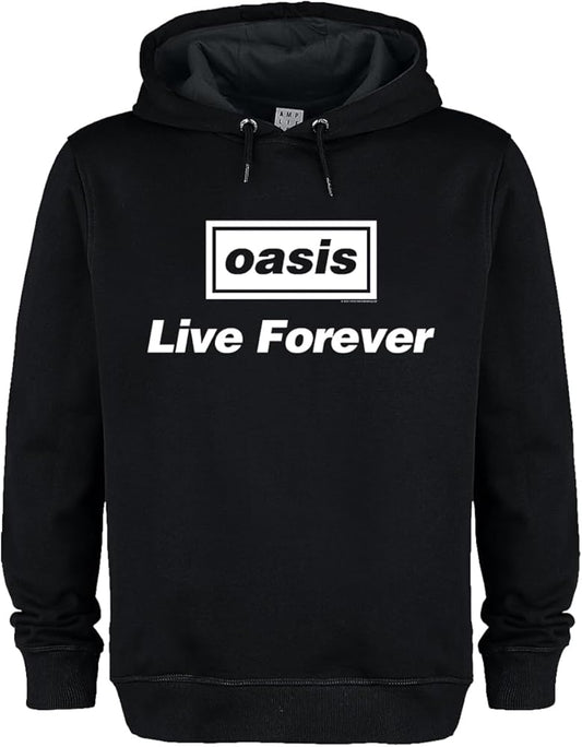Oasis Live Forever Title Amplified Black XL Large Hoodie
