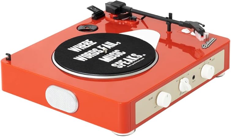 Brad MKII Record player (Built-In Bluetooth 5.0 & Pitch Control) (Tangerine)
