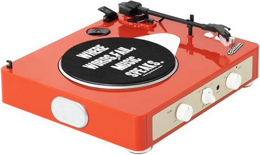 Brad MKII Record player (Built-In Bluetooth 5.0 & Pitch Control) (Tangerine)