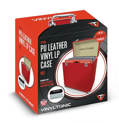 Vinyl Tonic Pu Leather LP Case Red (With Velvet Brush & Microfibre Cloth)