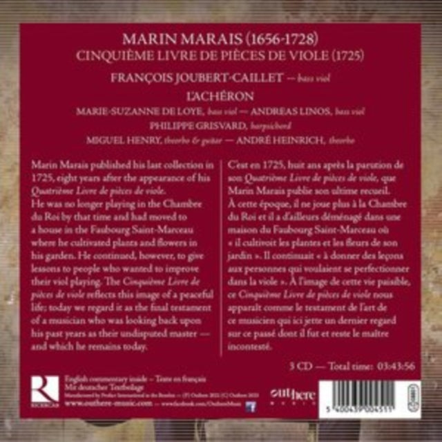 Marin Marais: Cinquième Livre De Pièces De Viole