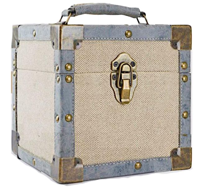 7 Inch 50 Record Storage Carry Case Cream Fabric