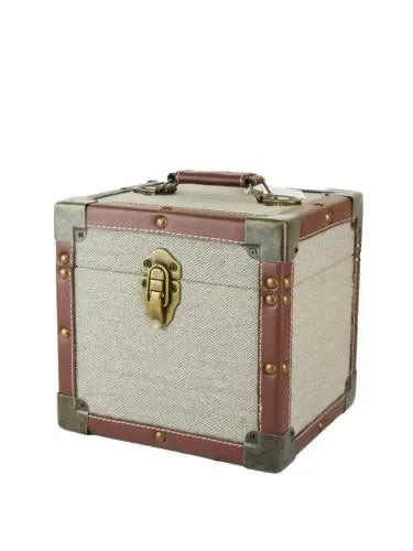 7 Inch 50 Record Storage Carry Case Tan Fabric