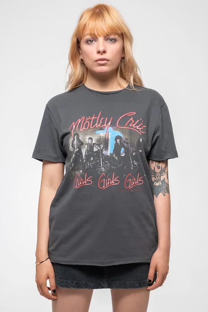 Motley Crue Girls Girls Girls Amplified Vintage Charcoal X Large T Shirt