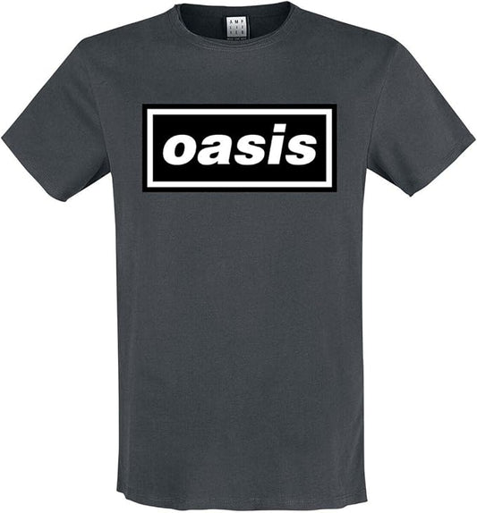 Oasis Logo Tee Amplified Vintage Charcoal Large T Shirt