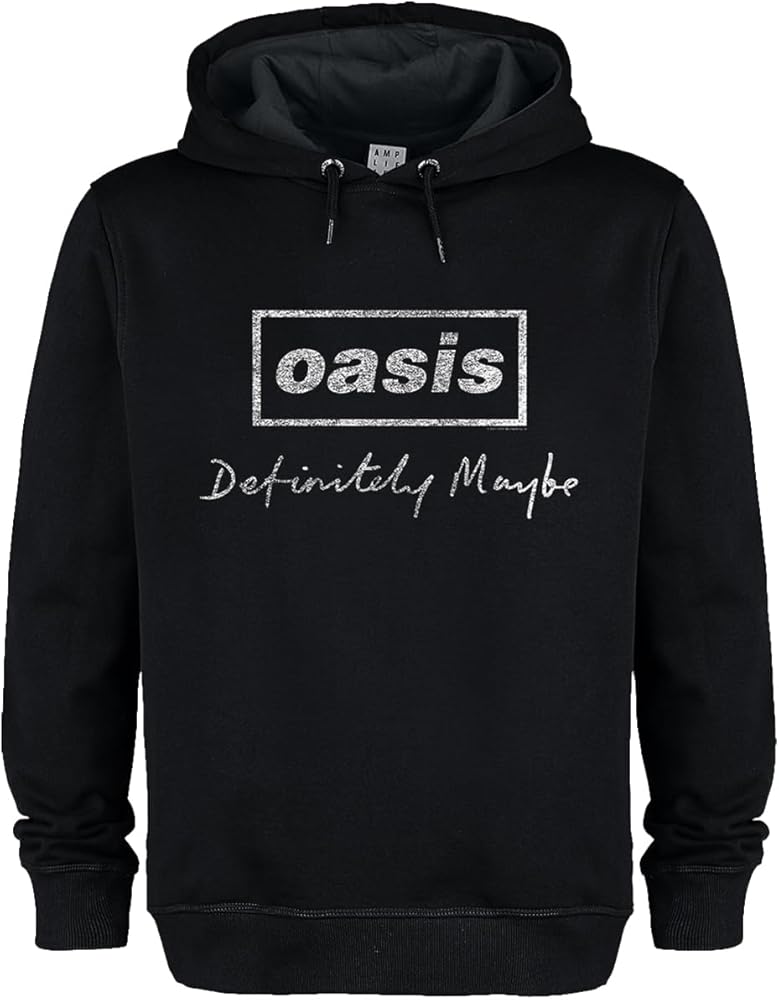 Oasis Definitely Maybe Distressed Amplified Vintage Black Large Hoodie