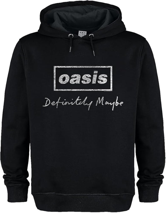 Oasis Definitely Maybe Distressed Amplified Vintage Black Large Hoodie