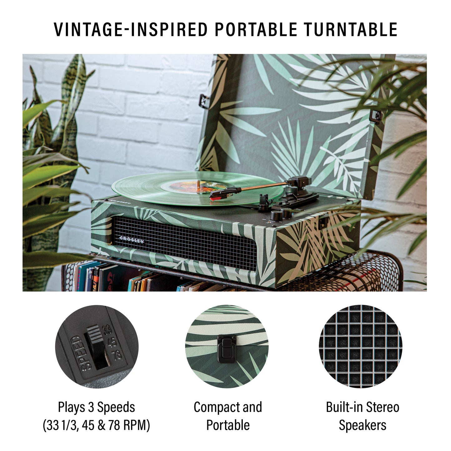 Voyager Portable Turntable (Botanical Green)