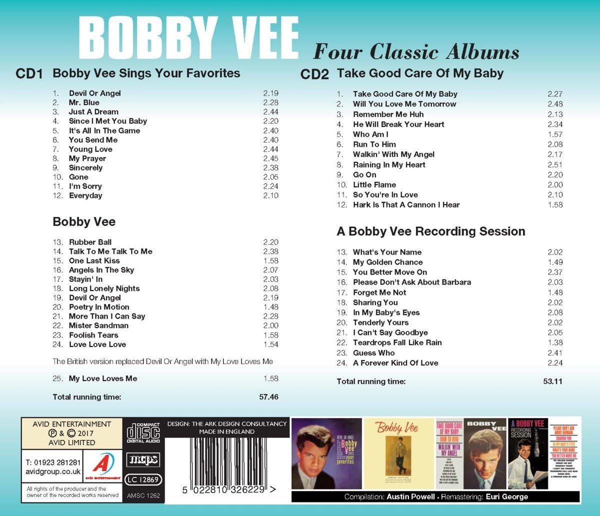 Four Classic Albums (Bobby Vee Sings Your Favorites / Bobby Vee / Take Good Care Of My Baby / A Bobby Vee Recording Session)