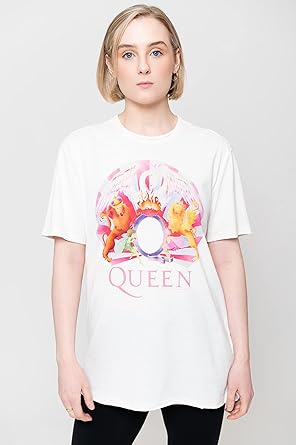 Queen - Night At The Opera Crest Amplified Vintage White XX Large T Shirt