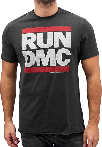Run Dmc Logo Amplified Vintage Charcoal X Large T Shirt