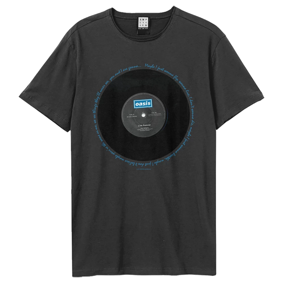 Oasis Live Forever LyricsAmplified Large Vintage Black T Shirt