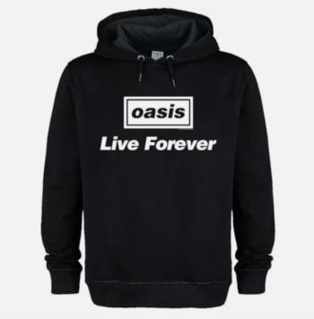 Oasis Live Forever Title Amplified Black Large Hoodie