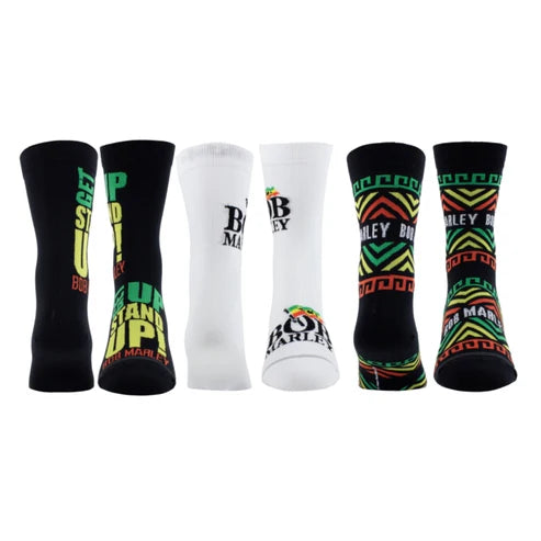 Bob Marley Assorted Womens Crew Socks 3 Pack (One Size)