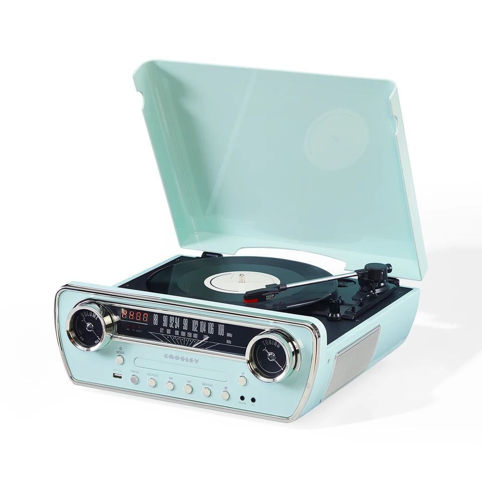 Powel 7-In-1 Record Player (Aqua Blue)