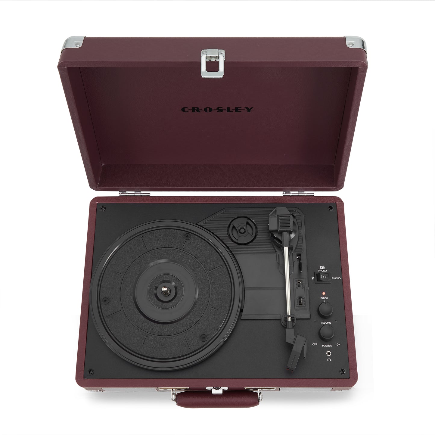 Cruiser Plus Deluxe Portable Turntable (Burgundy)- Now With Bluetooth Out