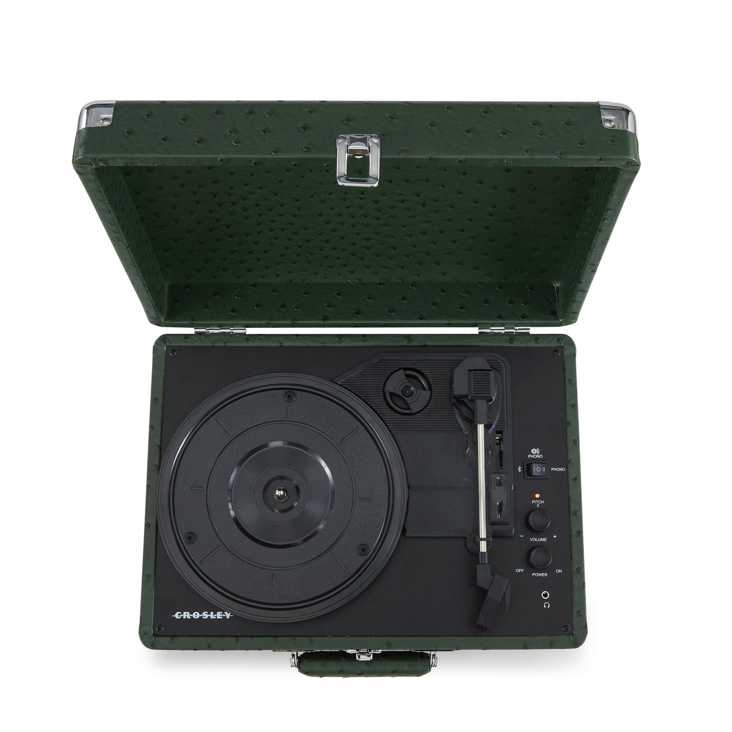 Cruiser Deluxe Portable Turntable (Green Ostrich)- Now With Bluetooth Out