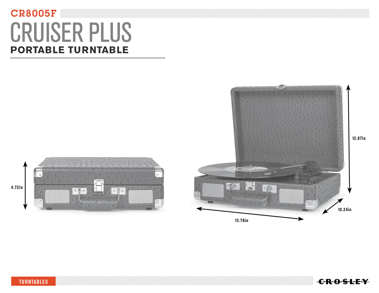 Cruiser Deluxe Portable Turntable (Green Ostrich)- Now With Bluetooth Out
