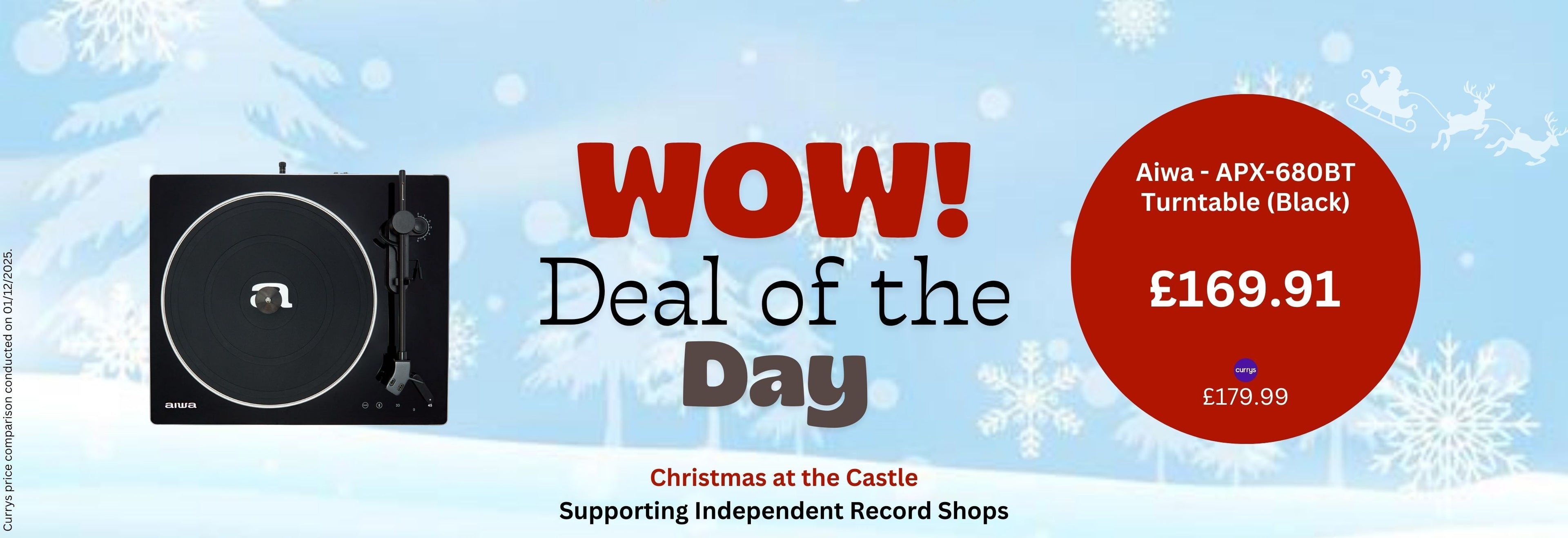Black Aiwa APX-680BT Turntable on Christmas Deal – Vinyl Castle banner