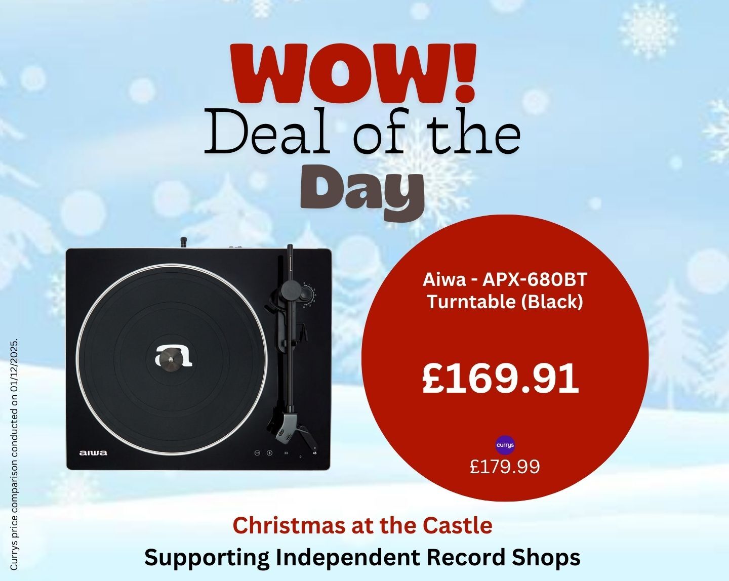 Black Aiwa APX-680BT Turntable on Christmas Deal – Vinyl Castle banner