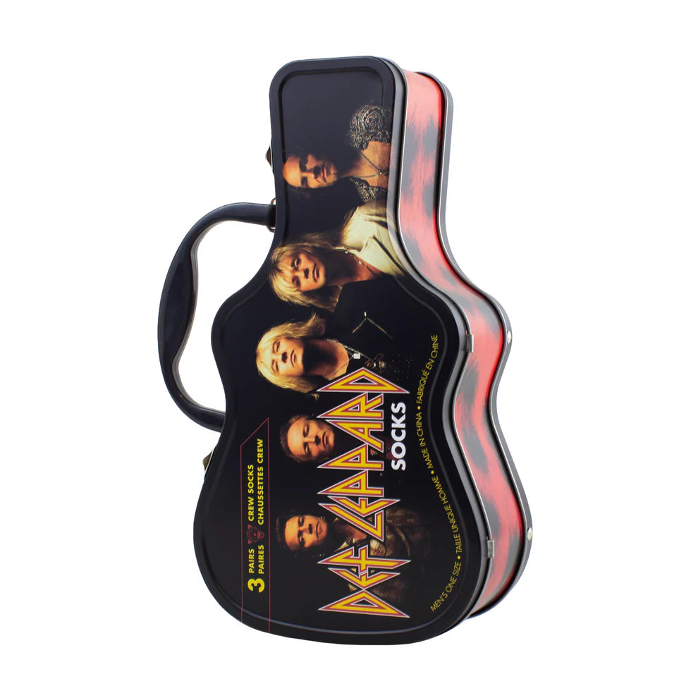 Def Leppard Socks 3 Pack In Guitar Tin (One Size)