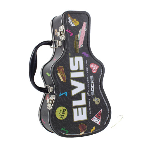 Elvis Socks 3 Pack In Guitar Tin (One Size)