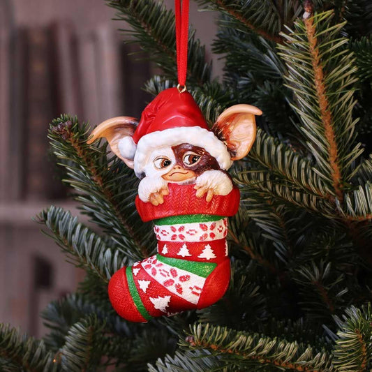 Gizmo In Stocking Hanging Ornament 12Cm