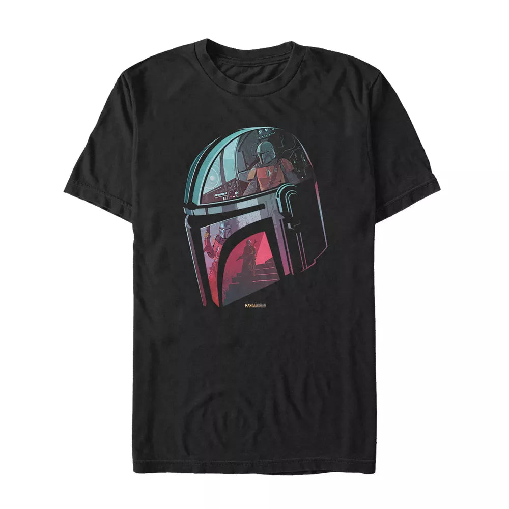 Mandalore Helmet Reflection Large Black T-Shirt