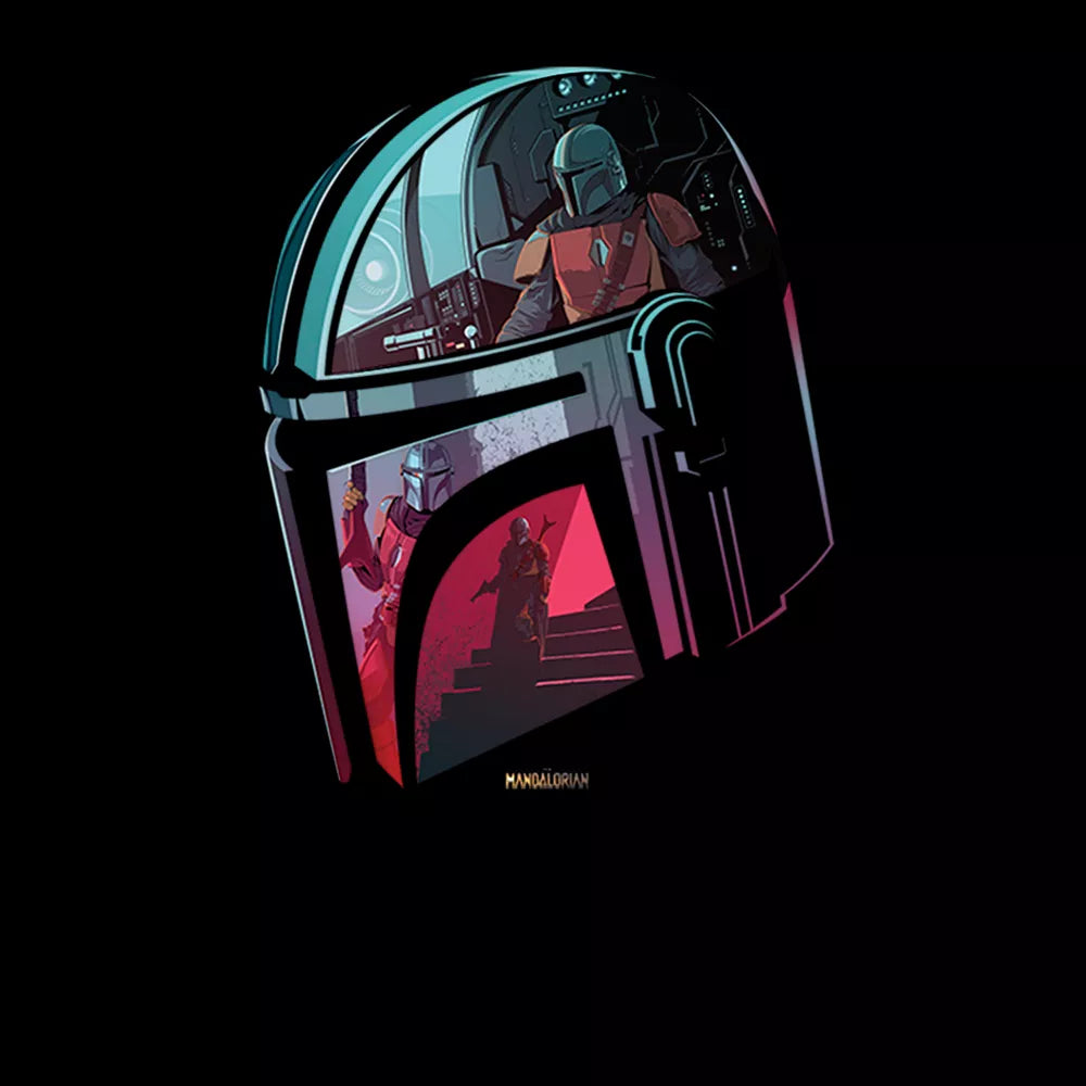 Mandalore Helmet Reflection Large Black T-Shirt